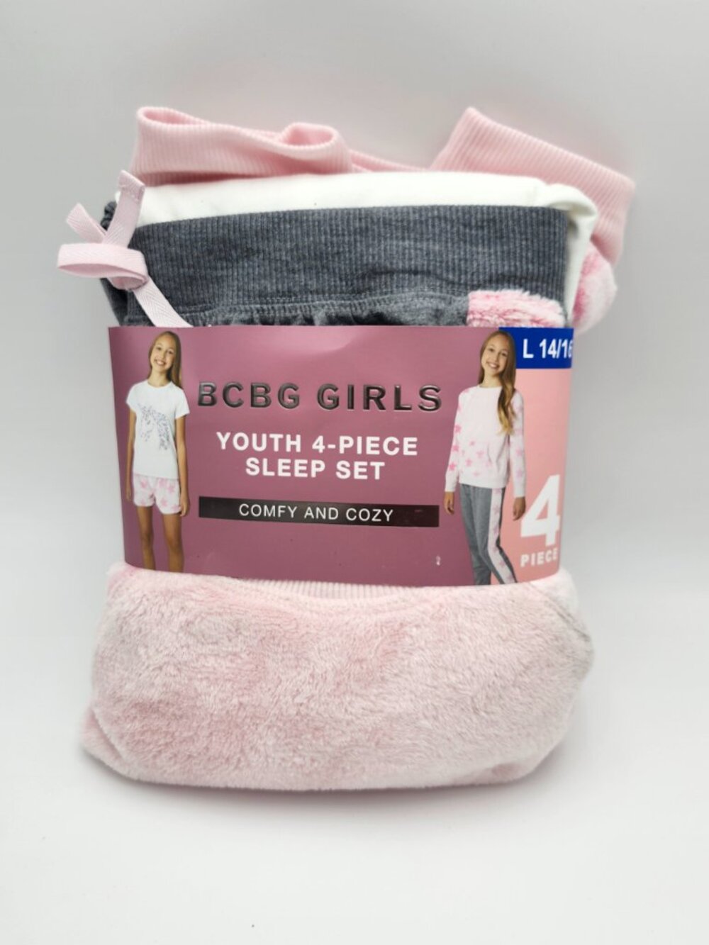 BCBG Girls Youth 4-Piece Plush Sleep Set Pajamas Size L (14/16) NWT